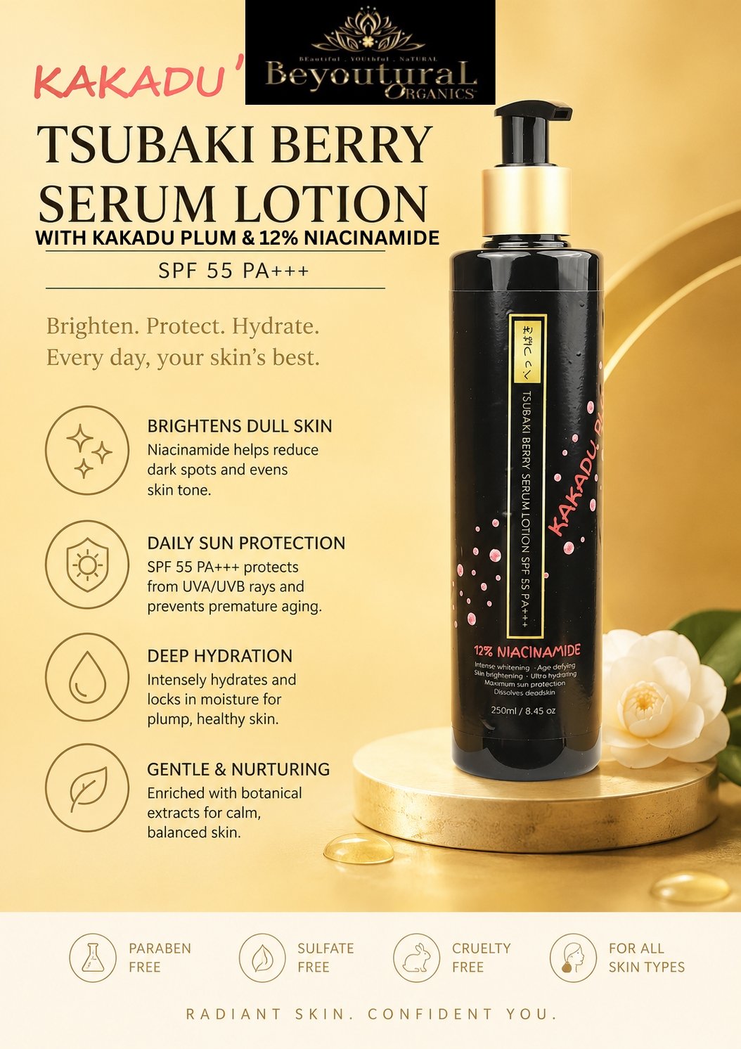 TSUBAKI BERRY SERUM LOTION SPF55 pa++(with KAKADU PLUM & 12% NIACINAMIDE) - Image 2