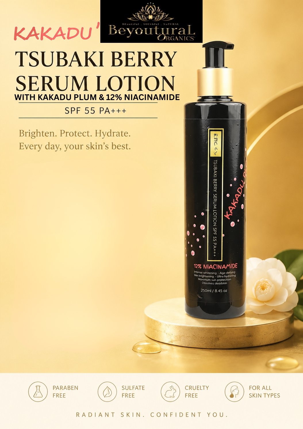 TSUBAKI BERRY SERUM LOTION SPF55 pa++(with KAKADU PLUM & 12% NIACINAMIDE)