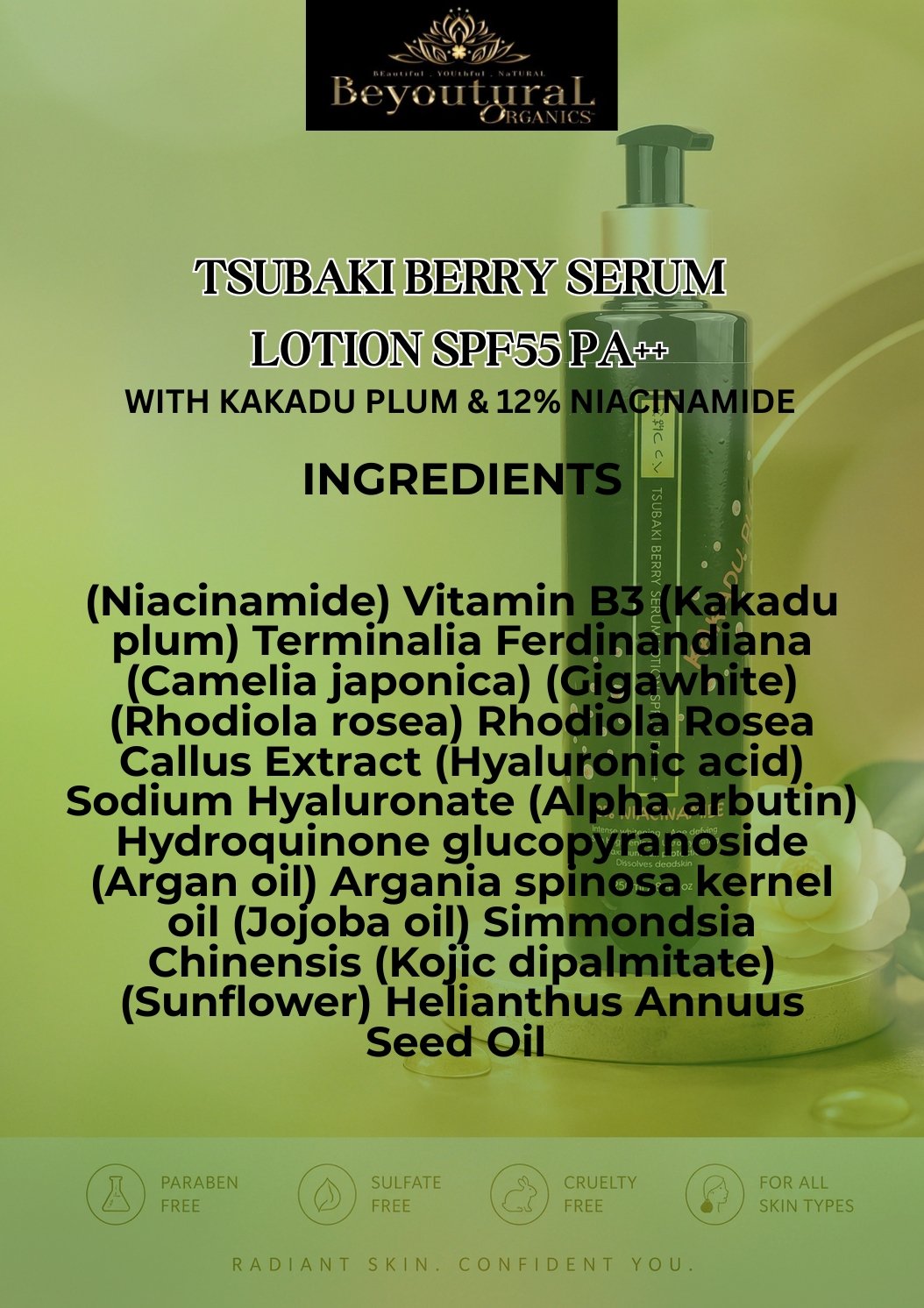 TSUBAKI BERRY SERUM LOTION SPF55 pa++(with KAKADU PLUM & 12% NIACINAMIDE) - Image 4