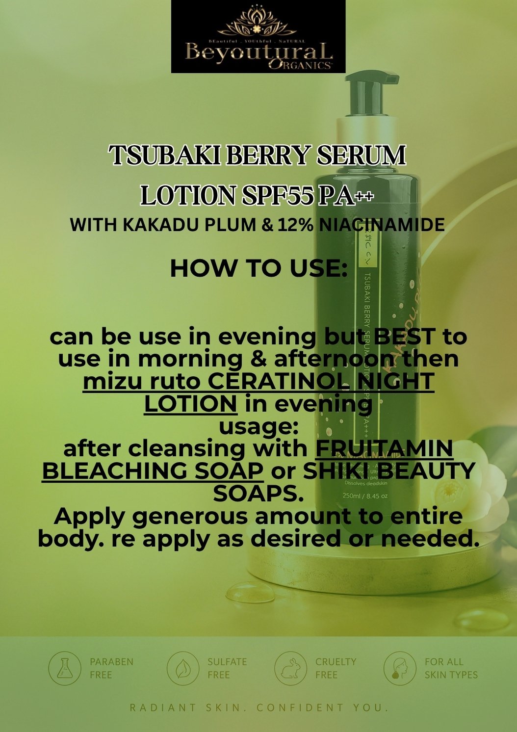 TSUBAKI BERRY SERUM LOTION SPF55 pa++(with KAKADU PLUM & 12% NIACINAMIDE) - Image 3