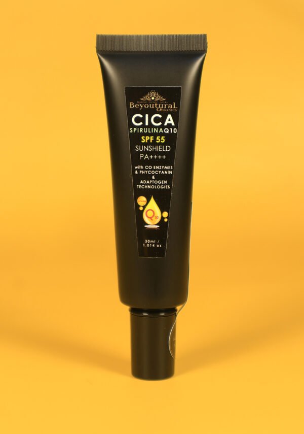 CICA SPIRULINA Q10 SUNSHIELD SPF55 PA++++(with ADAPTOGEN & PHYCOCYANIN TECHNOLOGIES) 30G - Image 2